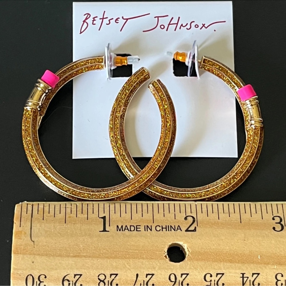 NWT Betsey Johnson Yellow Teacher School Pencil Hoop‎ Earrings